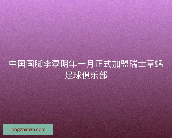 中国国脚李磊明年一月正式加盟瑞士草蜢足球俱乐部